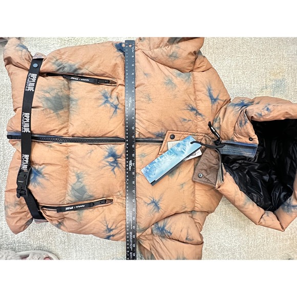 AlphaStyle Puffer Jacket Ski Down Coat Tie Dye Magnetic Buckle  size S - Picture 11 of 13